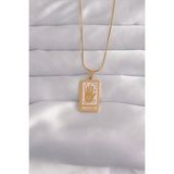 Mena Rise 316L Çelik Gold Renk Pembe Mineli El Figür Tarot Kolye - Lisinya