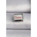 Mena Rise 316L Çelik Gümüş Renk Beyaz Pembe Ouma İşlemeli Nomination Charm