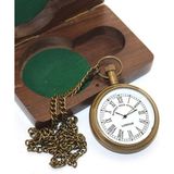 Mena Rise Ahşap Kutulu Pirinç Köstekli Saat KSK2055 ( Lisinya )
