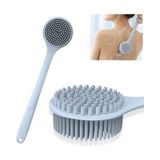 Mena Rise Aputue Silikon Vücut Fırçası, Uzun Saplı Banyo Duş Fırçası, Bpa Içermeyen Çift Taraflı Sırt Fırçası, Cilt Peeling ve Masaj Için Duş Fırçası - 0- Koyu Mavi