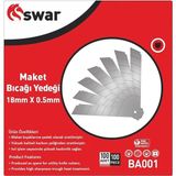 Mena Rise Bıçağı Yedeği, 18 mm x 0,5 Mm, Karbon Çelik, Ultra Keskin, Dayanıklı Uç, 7 Kırımlı, Endüstriyel Kesici Bıçak, Yedek Parça, Detay Kesim (Kutulu, Adet, 100)