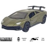 Mena Rise Çek Bırak Metal Küçük Arabalar 8 cm - 6411A - Haki (Lisinya)