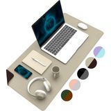 Mena Rise Çift Renk Dikişli Pu Deri Masa Matı 80X40 cm Mousepad, Su Geçirmez Masa Sümeni, Çift Taraflı Kullanım, Dizüstü Bilgisayar/ofis/ev Için, Kaymaz Taban (Bej ve ) - 1 cm - Pembe