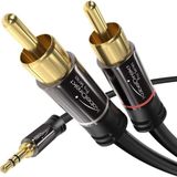 Mena Rise – Cinch'ten 3,5mm 'a Adaptör Kablosu – 1m – Çok Yönlü Tak ve Çalıştır Ses Kablosu (Aux/3,5 Mm'den 2x Cinch/rca'ya Akıllı Telefon, Tablet, Ses Çubuğu, Tv, Dizüstü Bilgisayar, Mp3) - Ahşap