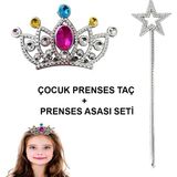 Mena Rise Çocuklar Için Taraklı Prenses Tacı ve Prenses Yıldız Asa Seti Gümüş - Lisinya