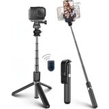 Mena Rise Fotoğraf Makinası ve Telefon Takılabilen 2si 1 Arada 2.2m Uzayan Selfie Çubuğu Kumandalı Tripod ( Lisinya )