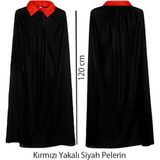 Mena Rise Kırmızı Yakalı Siyah Dracula Pelerin 120 cm - Lisinya