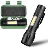 Mena Rise LED USB Şarjlı Ultra Güçlü Mini Boy El El, Kampçılar Için El, Flaş Özellikli, LED [enerji Sınıfı A++] (1 Adet Metal Kasa)