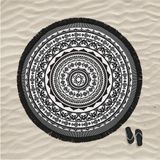 Mena Rise Mandala 4 Yuvarlak Plaj Havlusu - 0 - Siyah