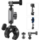 Mena Rise Motosiklet Gidonu Bisiklet Montaj Kelepçeleri Için Hero 13 12 11 10 9 Djı Osmo Action 5 Pro 4 3,360° Çift Top Başlı Kelepçe Tutucu 1/4-20 mm Kamera ve Telefon Için Adaptör - Ahşap
