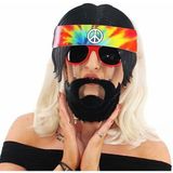 Mena Rise Siyah Saçlı Bandana Tasarımlı Hippi Parti Gözlüğü 26X18 cm - Lisinya