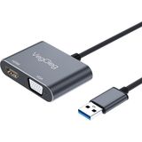 Mena Rise Usb-A To 4K 30Hz HDMI ve 1080P 60Hz VGA Görüntü Çevirici Kablo - Ahşap