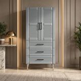 Menaggio Çok Amaçlı Dolap 60 Cm 2 Kapak 3 Çekmece Lake Pencere Grisi - Çok Amaçlı Banyo Dolabı