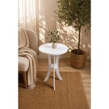 menalART Ağaç Tasarım Fiskos Beyaz Yan Sehpa 50 cm Çap - 60 cm MDF Ayak Yükseklik Modern Zigon Yan Sehpa Beyaz