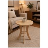 menalART Ağaç Tasarım Fiskos Meşe Yan Sehpa 50 cm Çap - MDF ayak 60 cm Yükseklik Modern Zigon Yan Sehpa Meşe