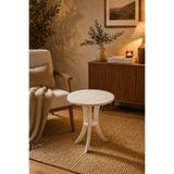 menalART Ağaç Tasarım Fiskos Traverten Yan Sehpa 50 cm Çap - MDF ayak 60 cm Yükseklik Modern Zigon Yan Sehpa Traverten Desen