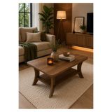menalART Ağaç Tasarım Orta Sehpa Ceviz Dikdörtgen 90 cm Genişlik - 55 cm En - MDF Ayak 46 cm Yükseklik Modern Orta Sehpa Ceviz