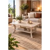 menalART Ağaç Tasarım Orta Sehpa Traverten Dikdörtgen 90 cm Genişlik - 55 cm En - MDF Ayak 46 cm Yükseklik Modern Orta Sehpa