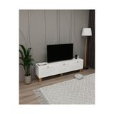 menalART Ağaç Tasarım TV Ünitesi Bohem Beyaz Tv Sehpası Üç Kapak Elegans Beyaz MDF 3 Kapak