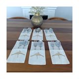 Menar Tasarım "hiç" Sembolü Işlemeli Kaşıklık Servis Sunum 6 Kişilik Tasarım Çatal Bıçak Kılıfı - 10 x 22 cm - Bej - Gold