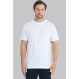 Mencod 4127 Erkek %100 Pamuk Basic Tişört Regular Fit Bisiklet Yaka Canlı Dokulu - Beyaz - XL
