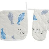 Menderes Home Cotton Collection Döşemelik Tutacak+Eldiven Azure