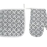 Menderes Home Cotton Collection Döşemelik Tutacak+Eldiven Lily Gri