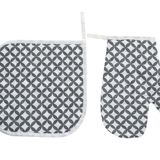 Menderes Home Cotton Collection Döşemelik Tutacak+Eldiven Mist Gri