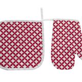 Menderes Home Cotton Collection Döşemelik Tutacak+Eldiven Mist Kırmızı