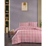 Menderes Home Cotton Collection Flanel R Çift Kişilik Nevresim Takımı Ekose Kırmızı - 160 x 220 cm - Renkli