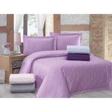 Menderes Home La Notte Saten Çift Kişilik Yatak Örtüsü Takımı Düzboya Gri - 240 x 240 cm - Çok Renkli
