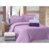 Menderes Home La Notte Saten Çift Kişilik Yatak Örtüsü Takımı Düzboya Mavi - 240 x 240 cm - Çok Renkli