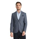 Mendes Erkek Koyu Lacivert Ekose Slim Fit Mono Yaka Spor Blazer Ceket Koyu Lacivert 48