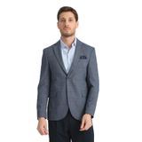 Mendes Erkek Koyu Lacivert Ekose Slim Fit Mono Yaka Spor Blazer Ceket Koyu Lacivert 52
