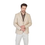 Mendey Erkek Bej Ekose Keten Görünümlü Slim Fit Spor Blazer Ceket Bej 48