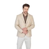 Mendey Erkek Bej Ekose Keten Görünümlü Slim Fit Spor Blazer Ceket Bej 54