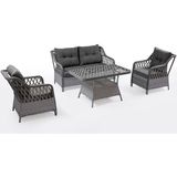 Menekşe 2+1+1+Masa Rattan Bahçe Balkon Mobilyası - Gri