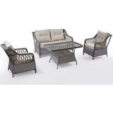 Menekşe 2+1+1+Masa Rattan Bahçe Balkon Mobilyası - Krem