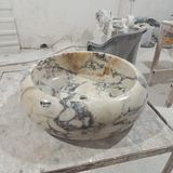 Menekşe Mermer Bombeli Lavabo - Beyaz