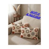 menesahome Punch Nakış Görünümlü Geometrik Yuvarlak Desenli Dijital Baskı Bohem Tarz 2'li 30x50 Kırlent Kılıfı