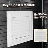 Menfez Banyo Wc Tuvalet Depo Havalandırma Plastik Panjur Beyaz 50x50 Cm