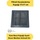 #Menfez Kare Baca Kapağı Ayarlı Duvar Menfezi Antrasit Gri Filtreli Havalandırma Kapağı Plastik Ventilasyon Paneli Toz B