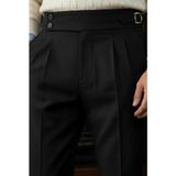Menofours Wear Erkek Old Money Pileli Harvest Italyan Kesim Kumaş Pantolon Siyah - 34