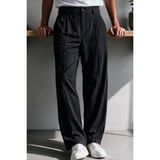 Menofours Wear Vento Erkek Premium Tek Pile Detaylı Keten Baggy Pantolon - Siyah - 2XL