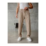 MENOFOURSWEAR Erkek Pileli Baggy Kalıp Kadife Pantolon Vizon