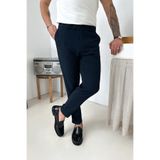 MENOFOURSWEAR Erkek Regular-Fit Premium Kalite Old Money Kumaş Pantolon Lacivert
