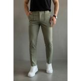 MENOFOURSWEAR Erkek Regular-Fit Premium ZR Model Beli İpli Pantolon Haki