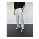 MENOFOURSWEAR Gri Pileli Baggy Kumaş Pantolon