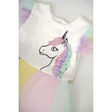 Menta Store Kız Çocuk Renkli Unicorn Tütü Etekli Fermuarlı Elbise - 001-Beyaz - 3 Yaş