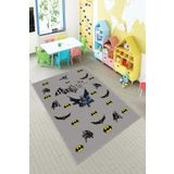 MENTEŞ HOME Gri Batman Desenli Yıkanabilir Kaymaz Taban Leke Tutmaz Bebek ve Çocuk Odası Halısı